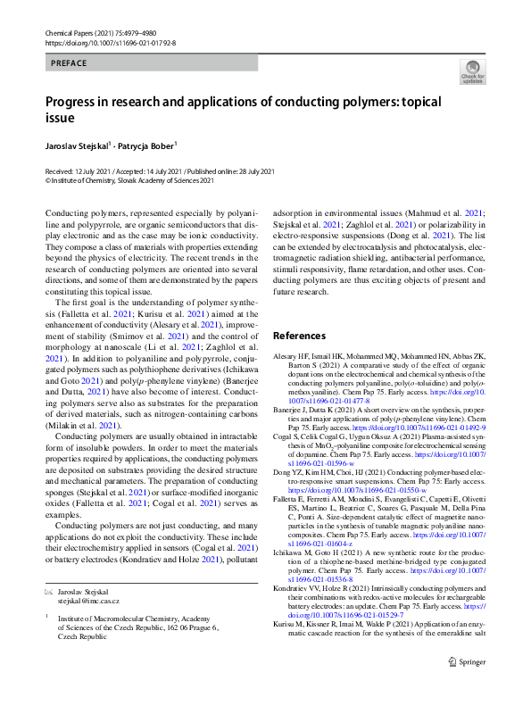 (PDF) Progress in research and applications of conducting polymers ...
