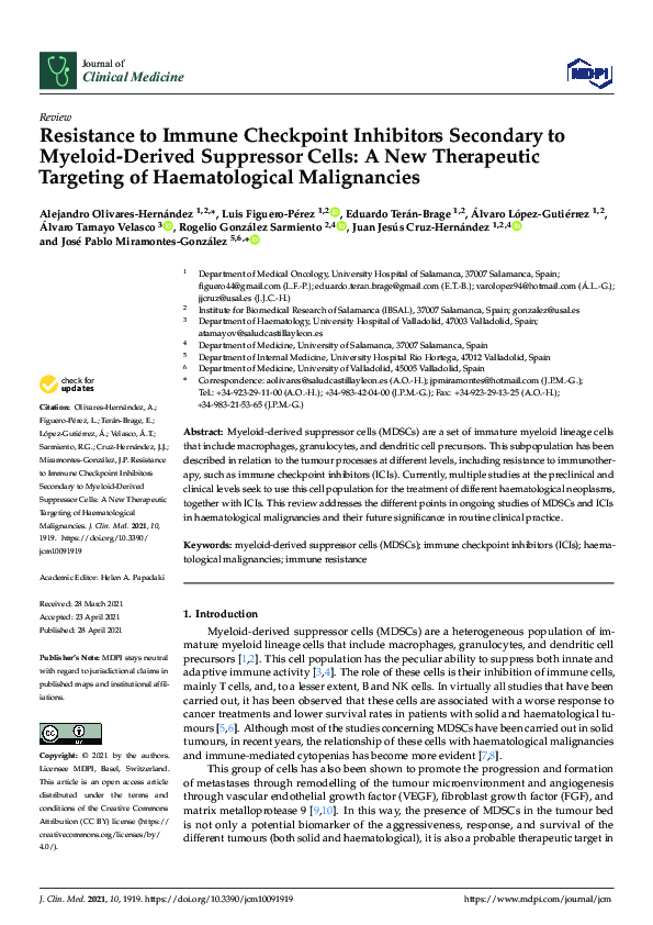 (PDF) Resistance to Immune Checkpoint Inhibitors Secondary to Myeloid ...