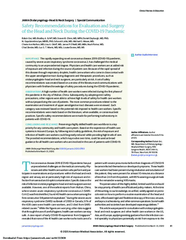 (PDF) Safety Recommendations for Evaluation and Surgery of the Head and ...
