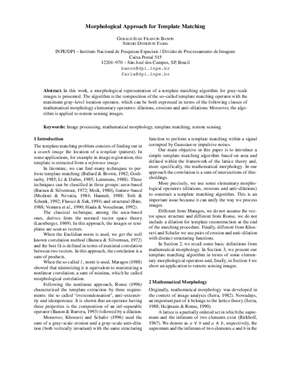 (PDF) Morphological approach for template matching