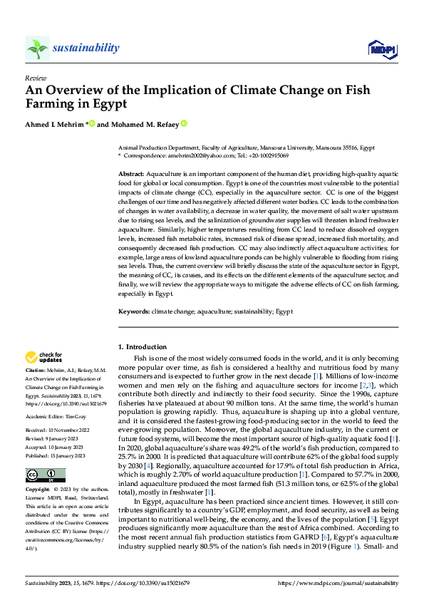 (PDF) An Overview of the Implication of Climate Change on Fish Farming ...