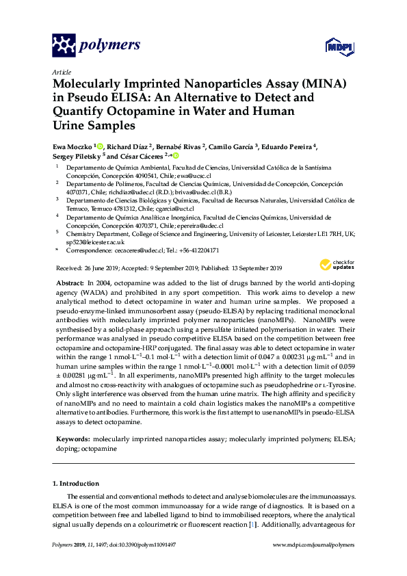 (PDF) Molecularly Imprinted Nanoparticles Assay (MINA) in Pseudo ELISA ...