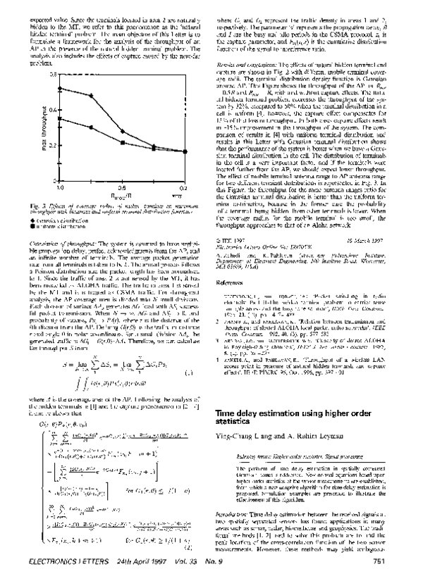 (PDF) Time delay estimation using higher order statistics