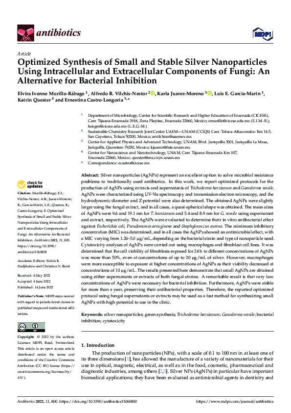 (PDF) Optimized Synthesis of Small and Stable Silver Nanoparticles ...