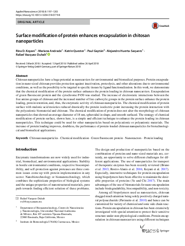 (PDF) Surface modification of protein enhances encapsulation in ...