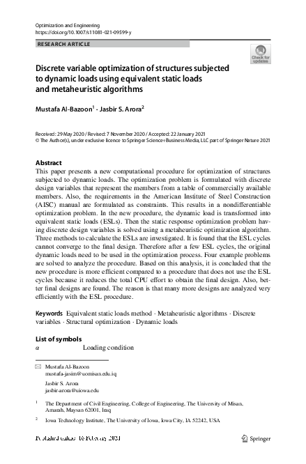 (PDF) Discrete variable optimization of structures subjected to dynamic ...