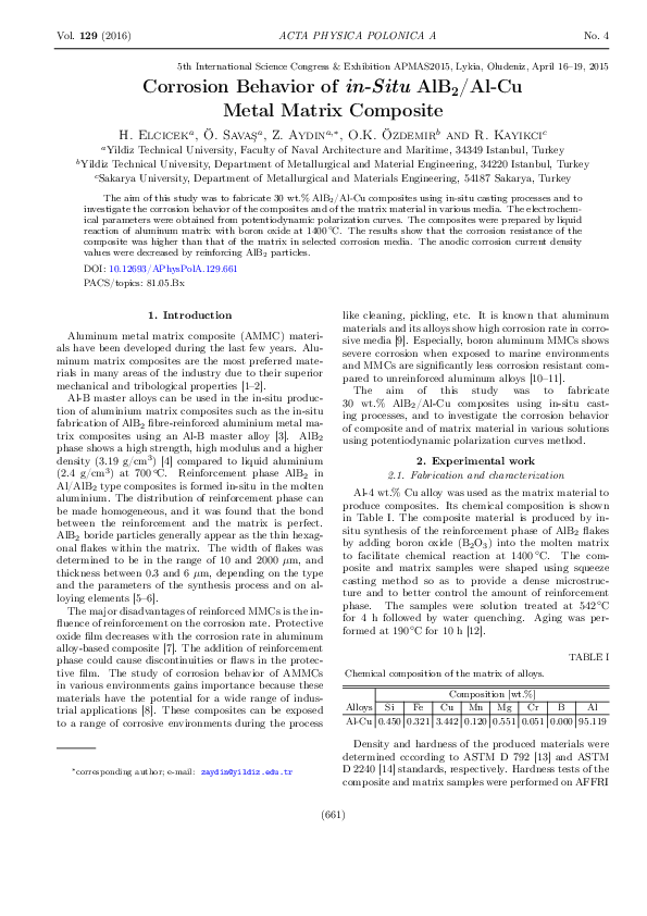 (PDF) Corrosion Behavior of in-Situ AlB2/Al-Cu Metal Matrix Composite