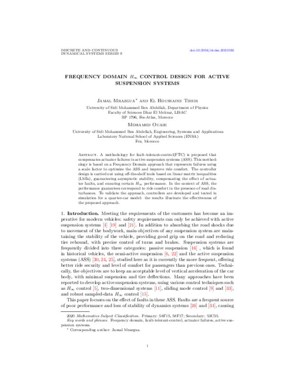 (PDF) Frequency domain $ H_{\infty} $ control design for active ...