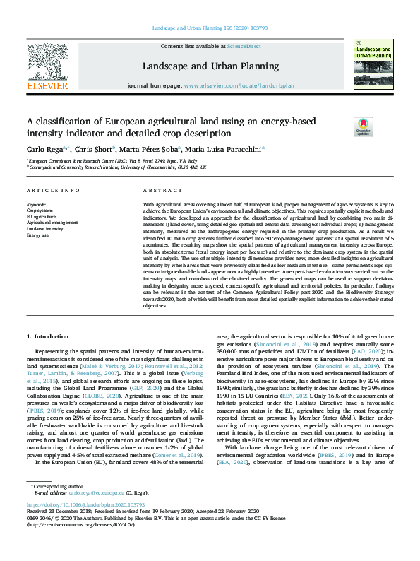 (PDF) A classification of European agricultural land using an energy ...