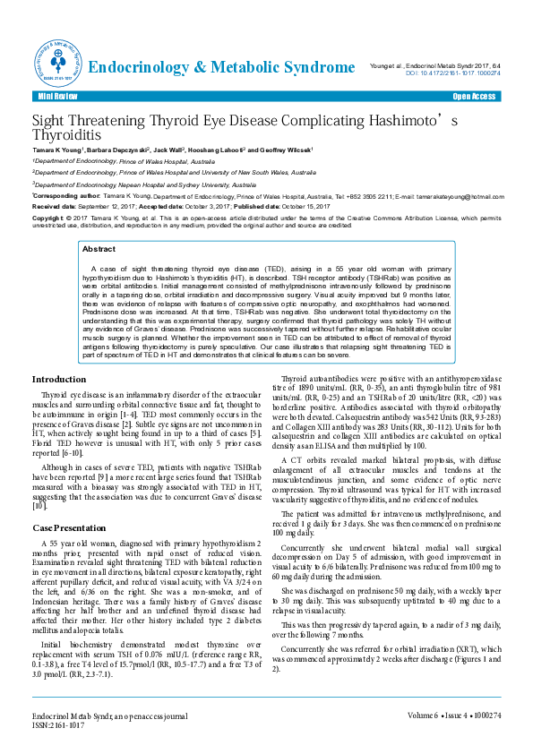 (PDF) Sight Threatening Thyroid Eye Disease Complicating Hashimoto’s ...