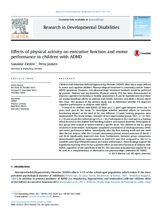 (PDF) Effects of physical activity on executive function and motor ...