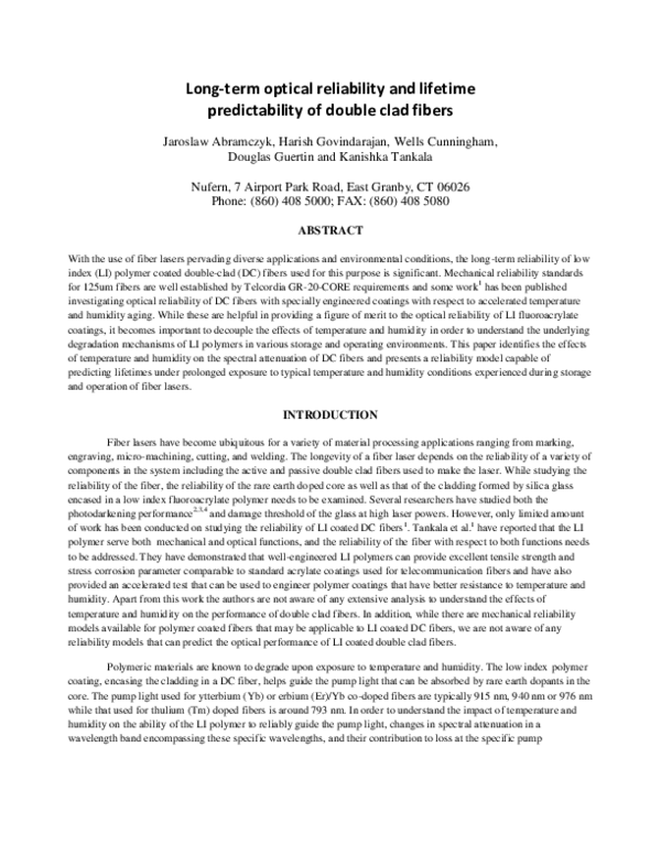 (PDF) Long-term optical reliability and lifetime predictability of ...