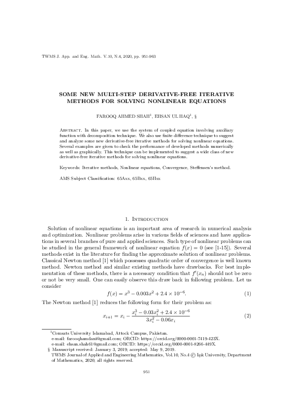 (PDF) Some new multi-step derivative-free iterative methods for solving ...