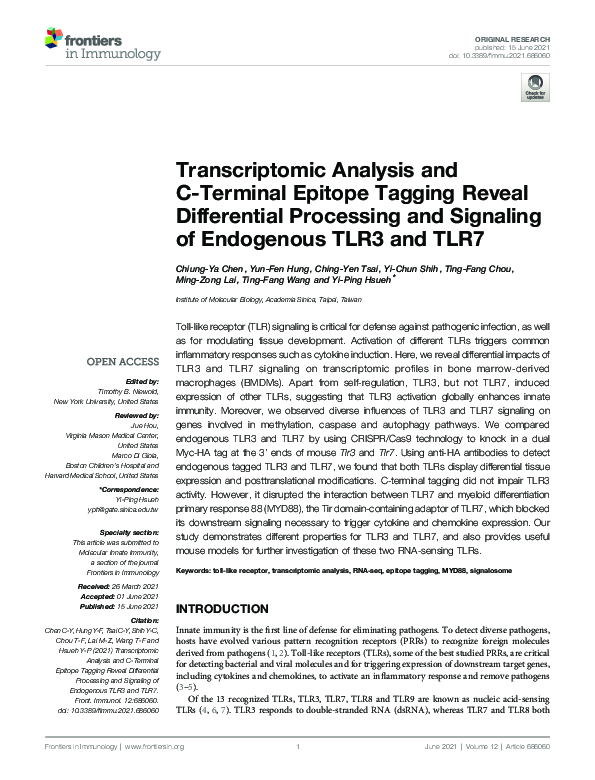 (PDF) Transcriptomic Analysis and C-Terminal Epitope Tagging Reveal ...