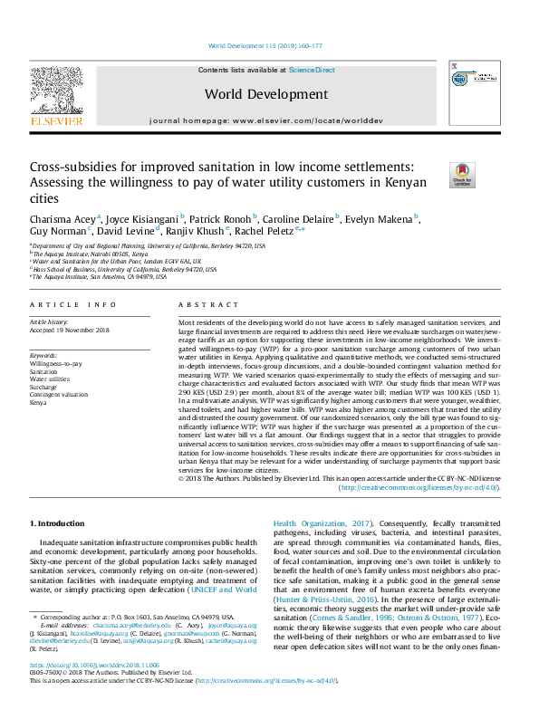 (PDF) Cross-subsidies for improved sanitation in low income settlements ...