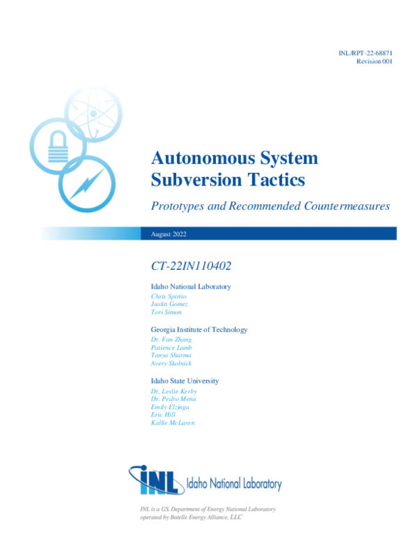 (PDF) Autonomous System Subversion Tactics Prototypes and Recommended ...