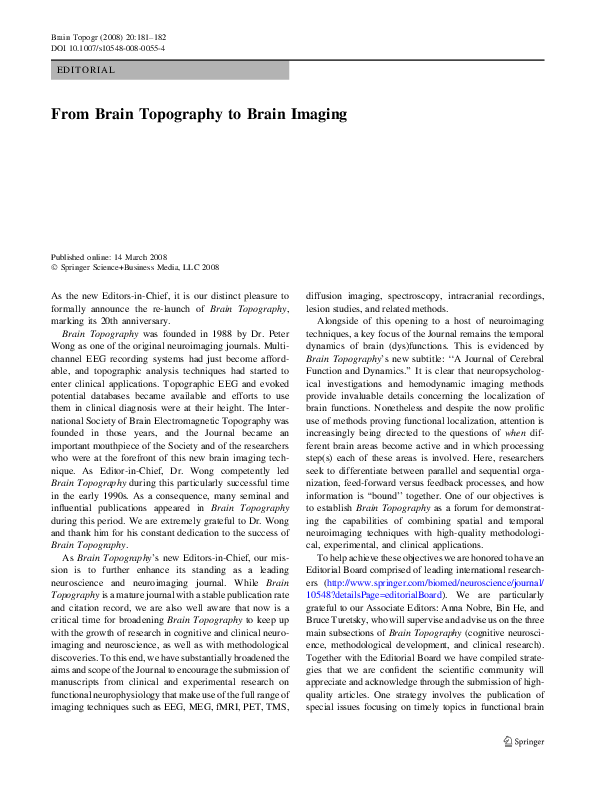 (PDF) From Brain Topography to Brain Imaging