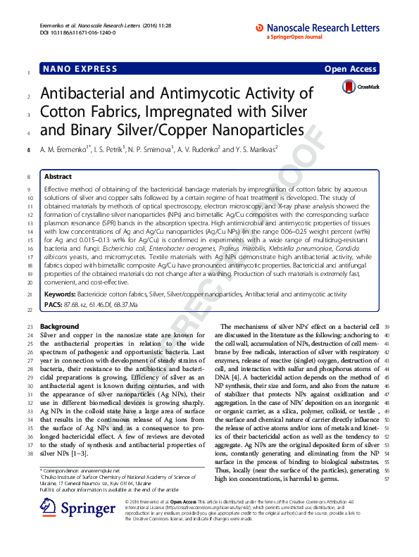 (PDF) Antibacterial and Antimycotic Activity of Cotton Fabrics ...