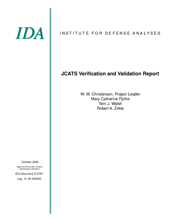 (PDF) JCATS Verification and Validation Report