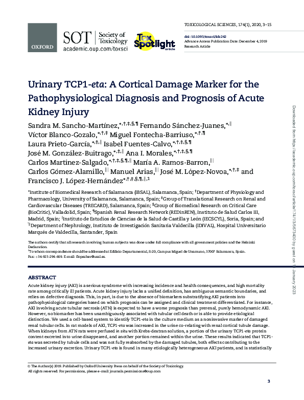 (PDF) Urinary TCP1-eta: A Cortical Damage Marker for the ...