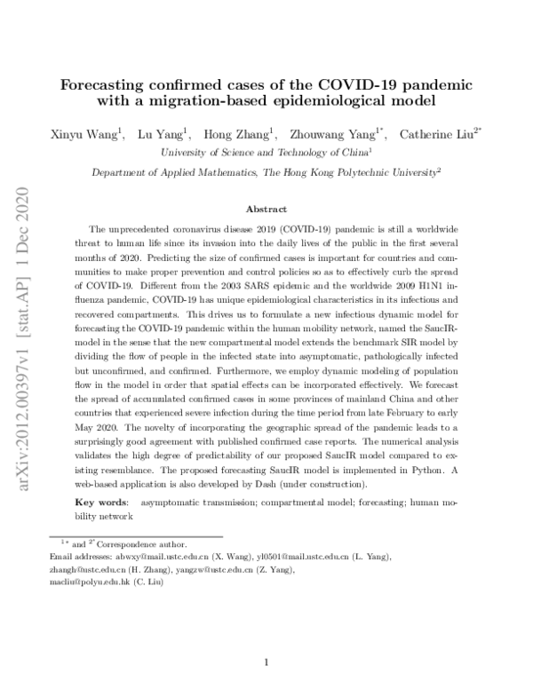 (PDF) Forecasting confirmed cases of the COVID-19 pandemic with a ...