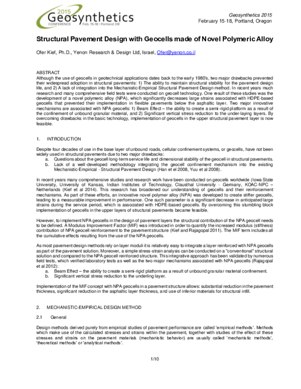 (PDF) Structural Pavement Design with Geocells made of Novel Polymeric ...