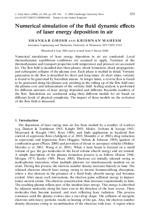 (PDF) Numerical simulation of the fluid dynamic effects of laser energy ...