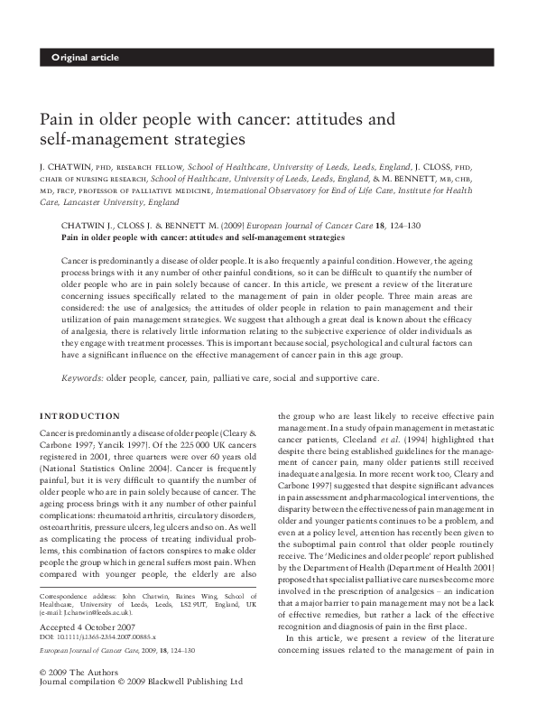 (PDF) Pain in older people with cancer: attitudes and self-management ...