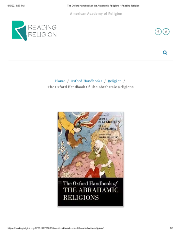 (PDF) Review of Silverstein et. al, "The Oxford Handbook of the Abrahamic Religions" (Oxford UP ...