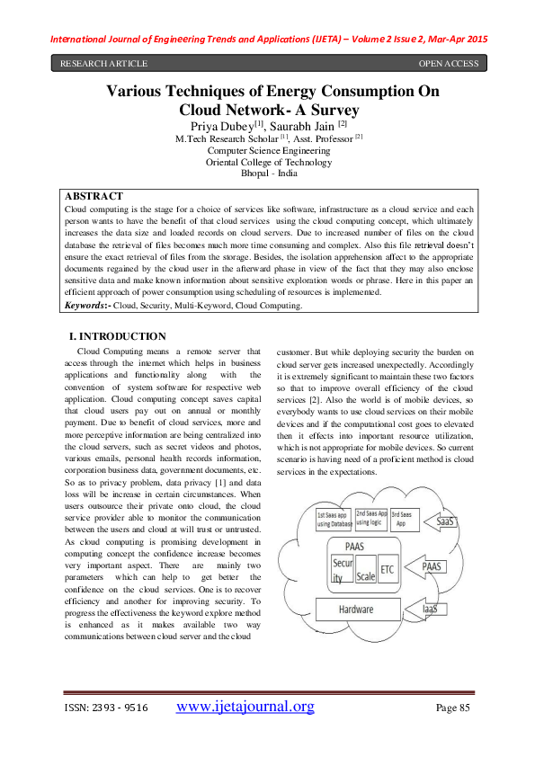 (PDF) Various Techniques of Energy Consumption On Cloud Network- A Survey
