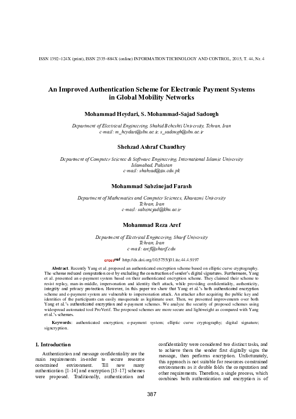 (PDF) An Improved Authentication Scheme for Electronic Payment Systems ...