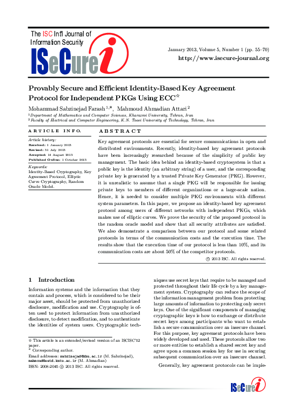 (PDF) Provably secure and efficient identity-based key agreement ...