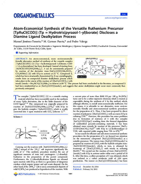 (PDF) Atom-Economical Synthesis of the Versatile Ruthenium Precursor ...