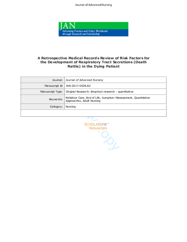 (PDF) A retrospective medical records review of risk factors for the ...