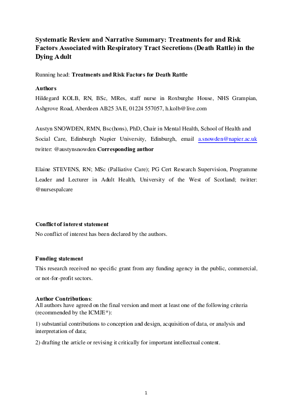 (PDF) Systematic review and narrative summary: Treatments for and risk ...