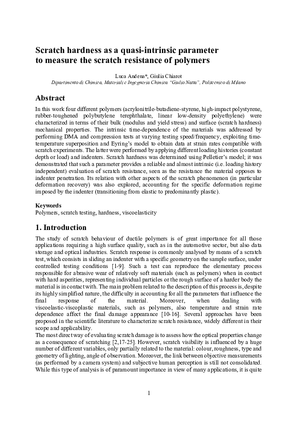 (PDF) Scratch hardness as a quasi-intrinsic parameter to measure the ...