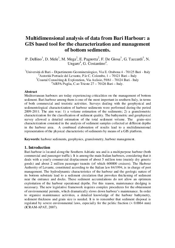 (PDF) Multidimensional analysis of data from Bari Harbour: a GIS based ...
