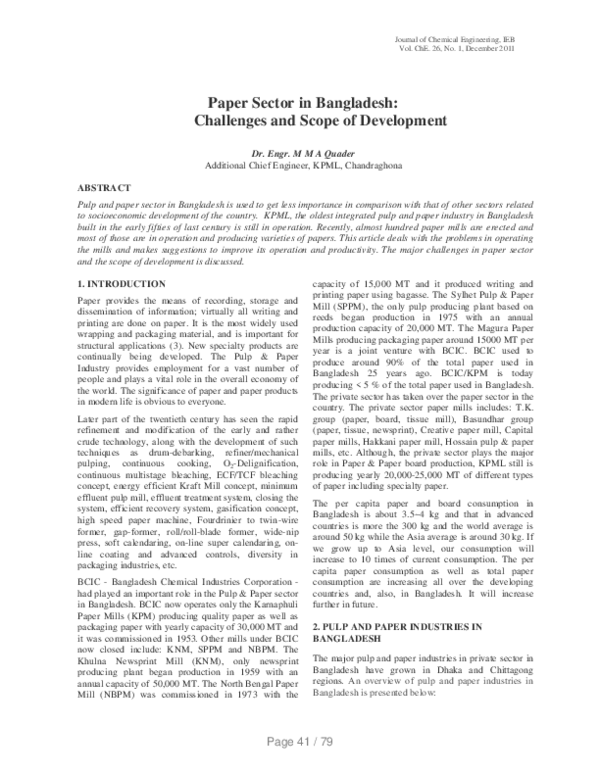 (PDF) Paper Sector in Bangladesh Challenges and Scope of Development