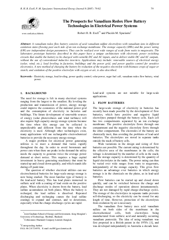(PDF) The Prospects for Vanadium Redox Flow Battery Technologies in ...