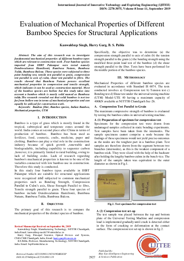 (PDF) Evaluation of Mechanical Properties of Different Bamboo Species ...