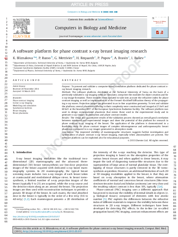 (PDF) A software platform for phase contrast x-ray breast imaging research