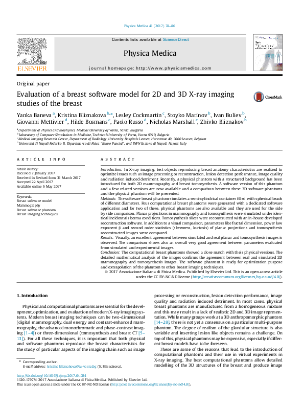 (PDF) Evaluation of a breast software model for 2D and 3D X-ray imaging ...