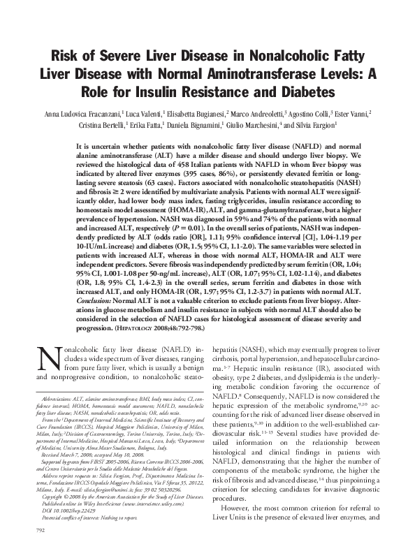 (PDF) Risk of severe liver disease in nonalcoholic fatty liver disease ...