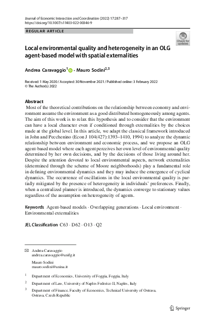 (PDF) Local environmental quality and heterogeneity in an OLG agent ...