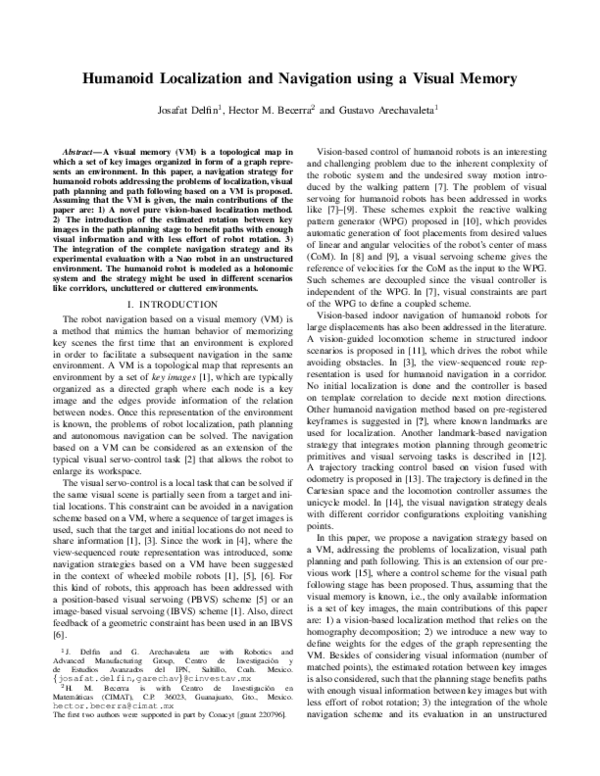 (PDF) Humanoid localization and navigation using a visual memory