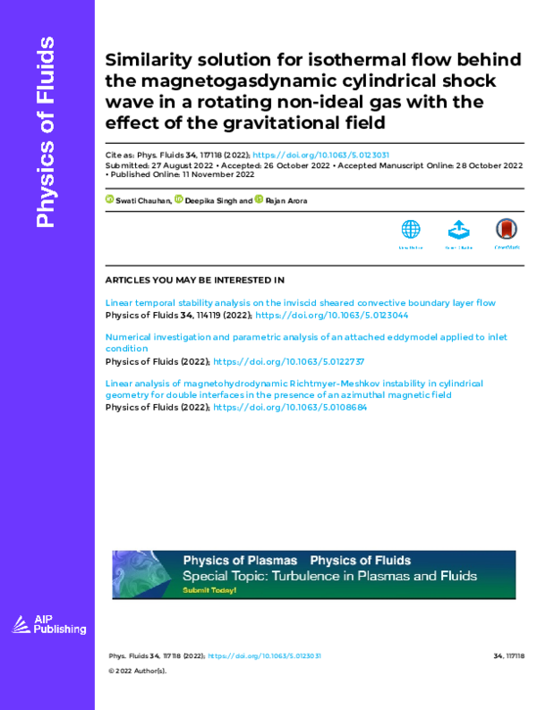 (PDF) Similarity solution for isothermal flow behind the ...