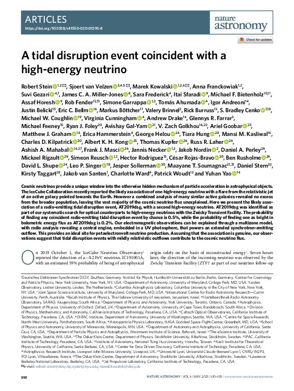 (PDF) A tidal disruption event coincident with a high-energy neutrino