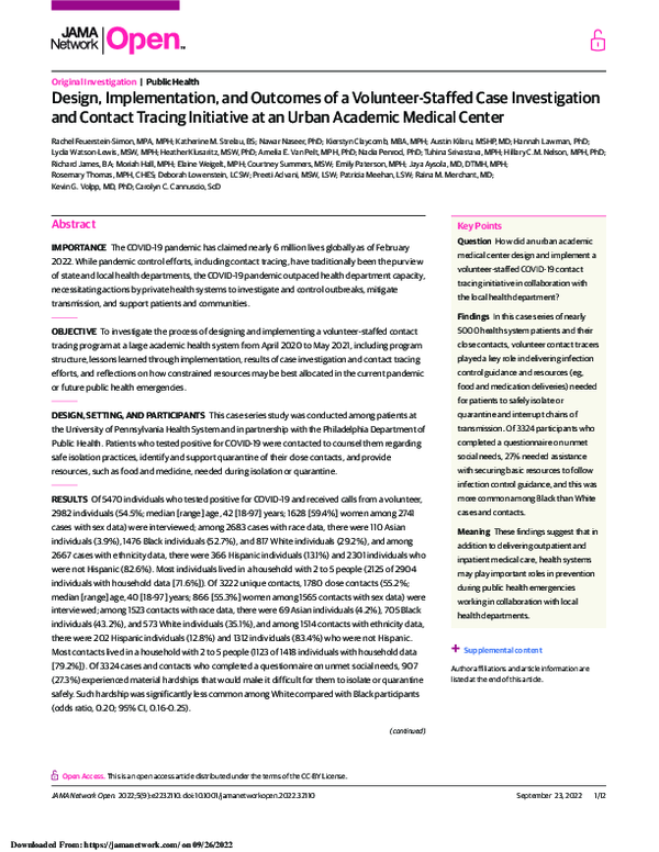 (PDF) Design, Implementation, and Outcomes of a Volunteer-Staffed Case ...