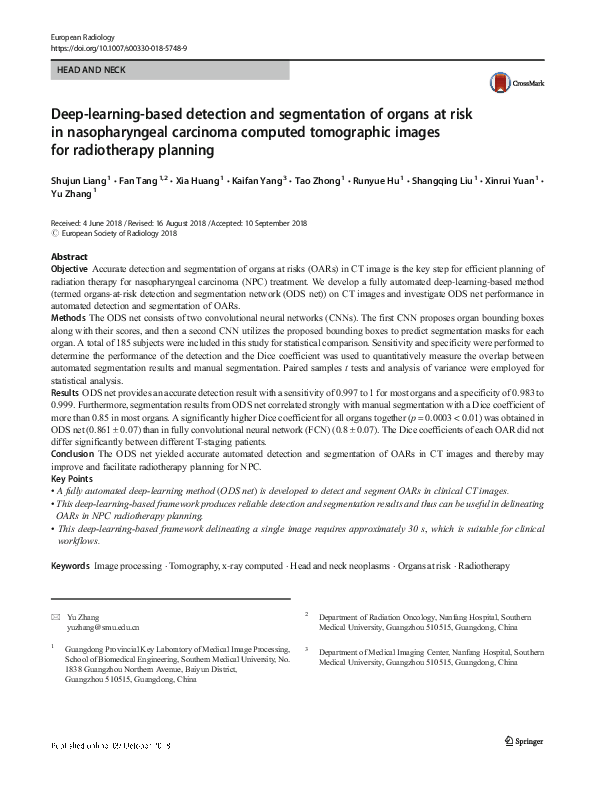 (PDF) Deep-learning-based detection and segmentation of organs at risk ...