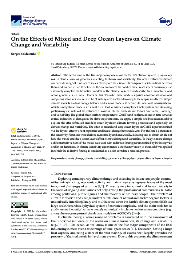 (PDF) On the Effects of Mixed and Deep Ocean Layers on Climate Change ...